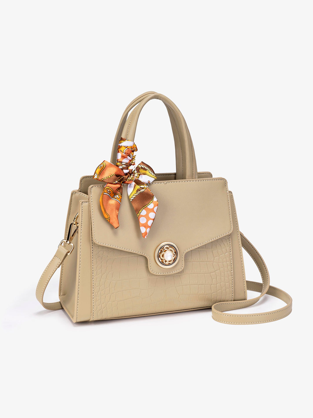 EMILIA - CROC-EMBOSSED SATCHEL BAG