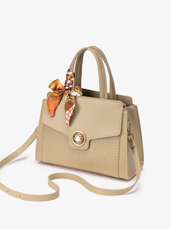 EMILIA - CROC-EMBOSSED SATCHEL BAG