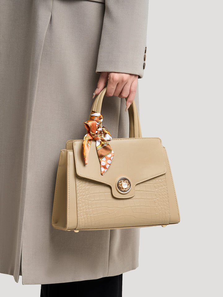 EMILIA - CROC-EMBOSSED SATCHEL BAG