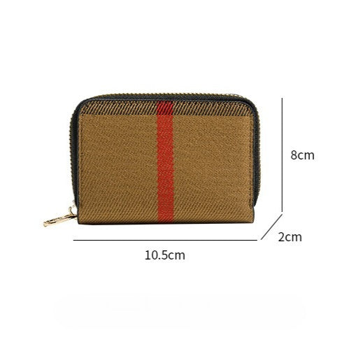Vintage Tartan Style Canvas Zipper Card Wallet