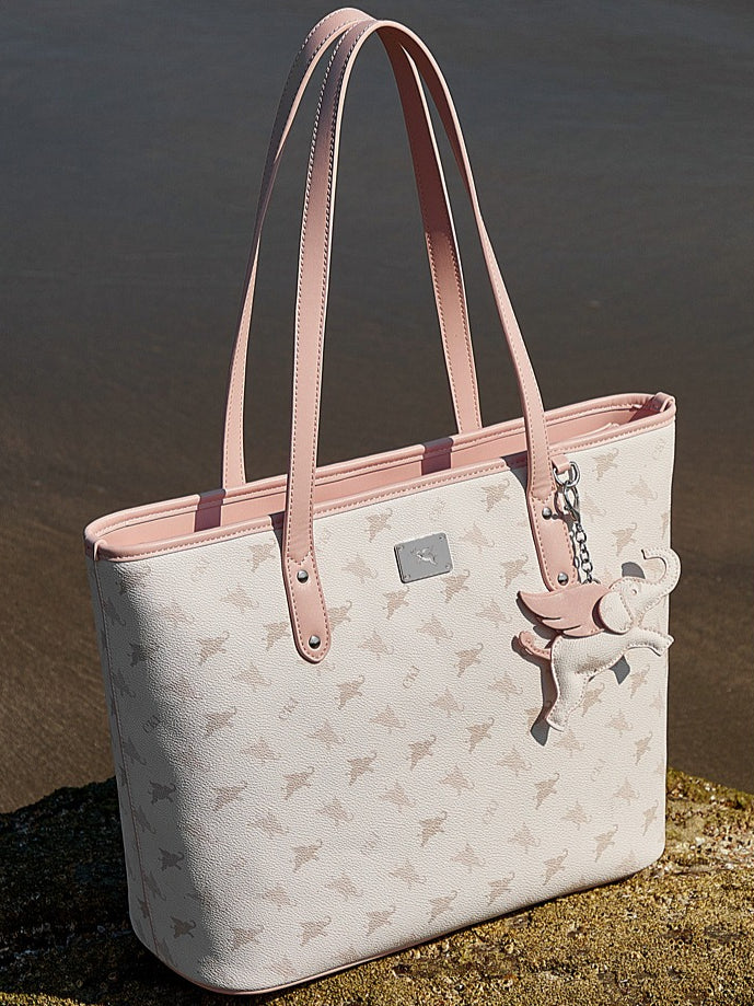 Luxury Large Vintage Monogram Flying Elephant Tote Shoulder Handbag