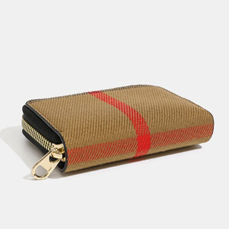 Vintage Tartan Style Canvas Zipper Card Wallet