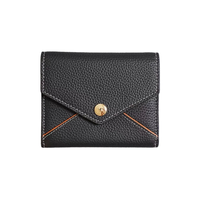 Envelope-Designed Genuine Leather Short Wallet