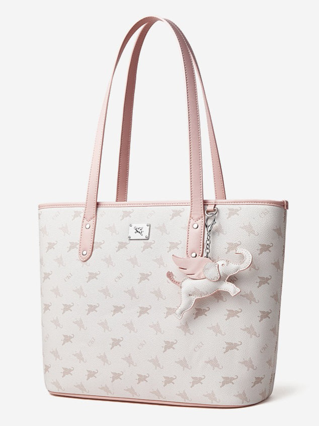 Luxury Large Vintage Monogram Flying Elephant Tote Shoulder Handbag