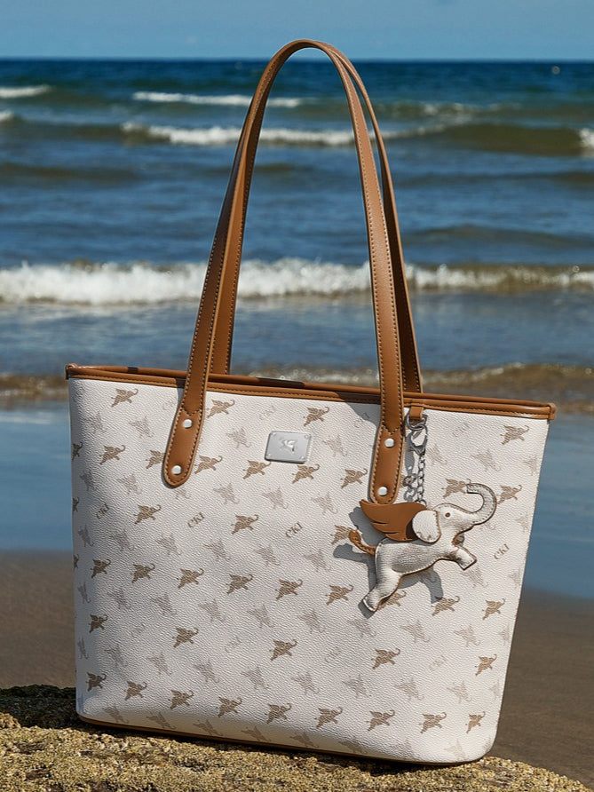 Luxury Large Vintage Monogram Flying Elephant Tote Shoulder Handbag