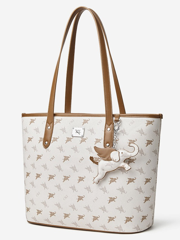 Luxury Large Vintage Monogram Flying Elephant Tote Shoulder Handbag