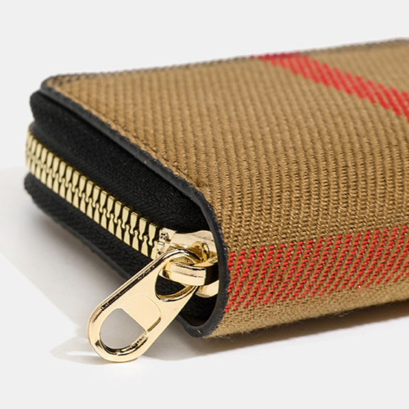 Vintage Tartan Style Canvas Zipper Card Wallet
