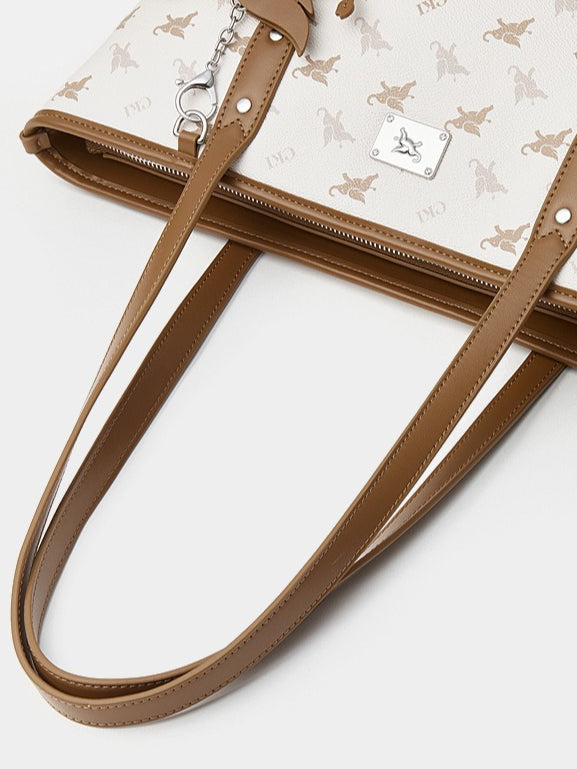 Luxury Large Vintage Monogram Flying Elephant Tote Shoulder Handbag