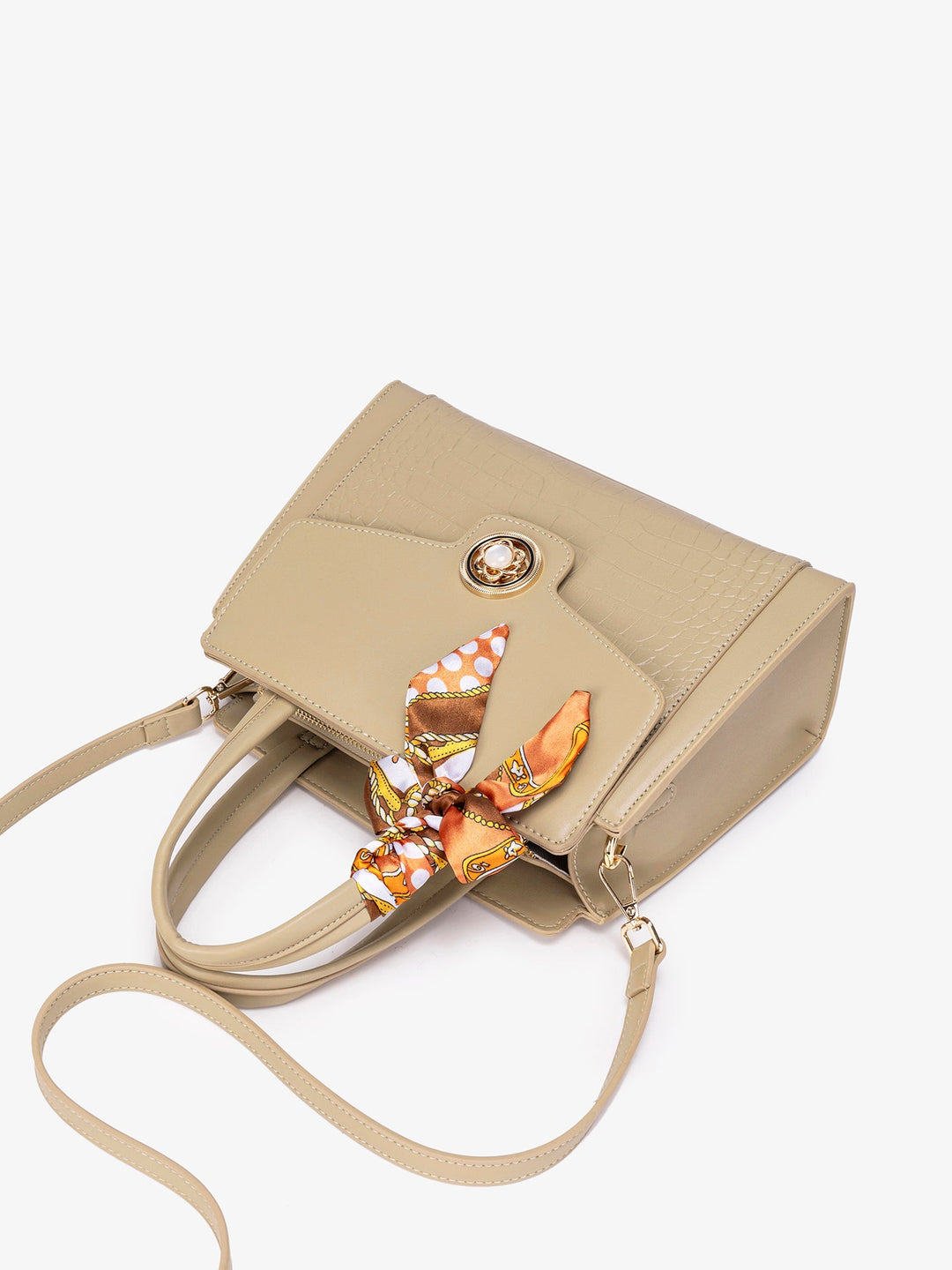 EMILIA - CROC-EMBOSSED SATCHEL BAG
