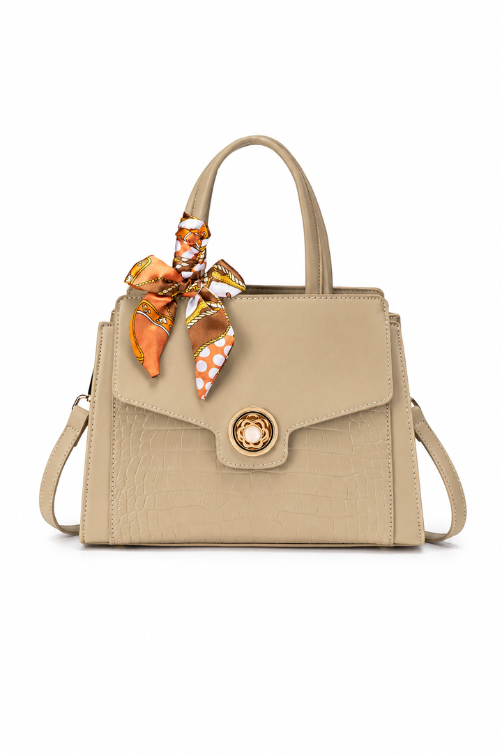 EMILIA - CROC-EMBOSSED SATCHEL BAG