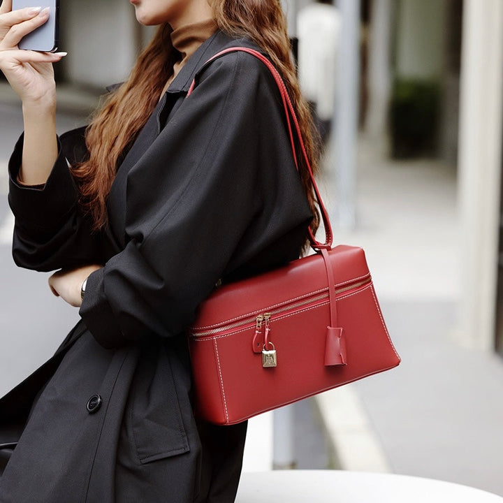 Women's Genuine Leather Crossbody Bucket Bag