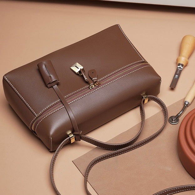 Women's Genuine Leather Crossbody Bucket Bag