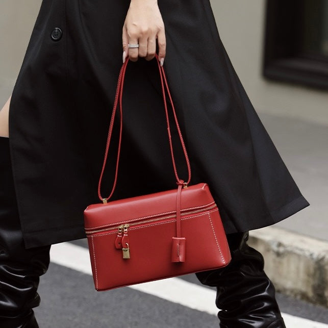 Women's Genuine Leather Crossbody Bucket Bag