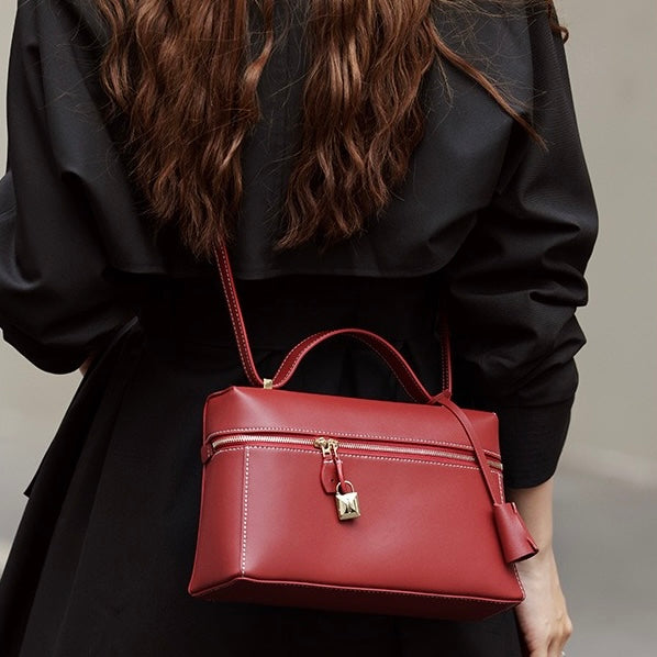 Women's Genuine Leather Crossbody Bucket Bag