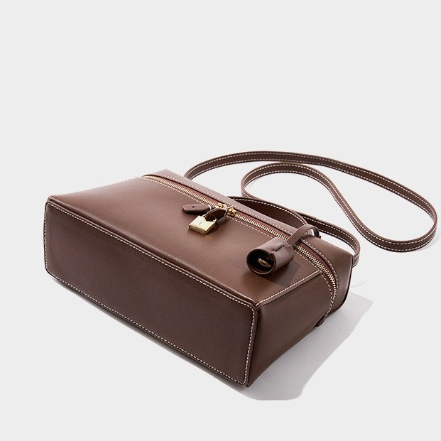 Women's Genuine Leather Crossbody Bucket Bag