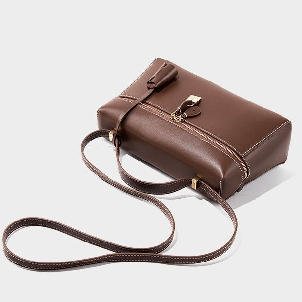 Women's Genuine Leather Crossbody Bucket Bag