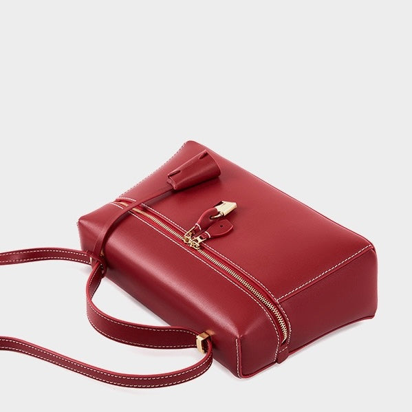 Women's Genuine Leather Crossbody Bucket Bag