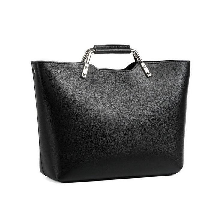 Genuine Leather Arch-Handle Minimalist Commuter Crossbody Bag