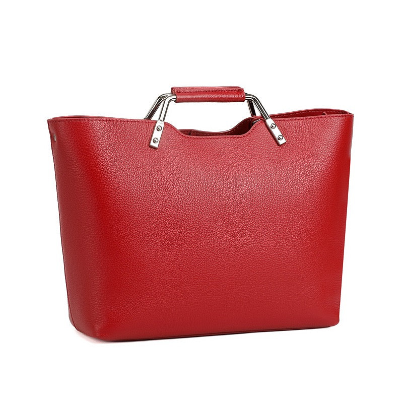 Genuine Leather Arch-Handle Minimalist Commuter Crossbody Bag