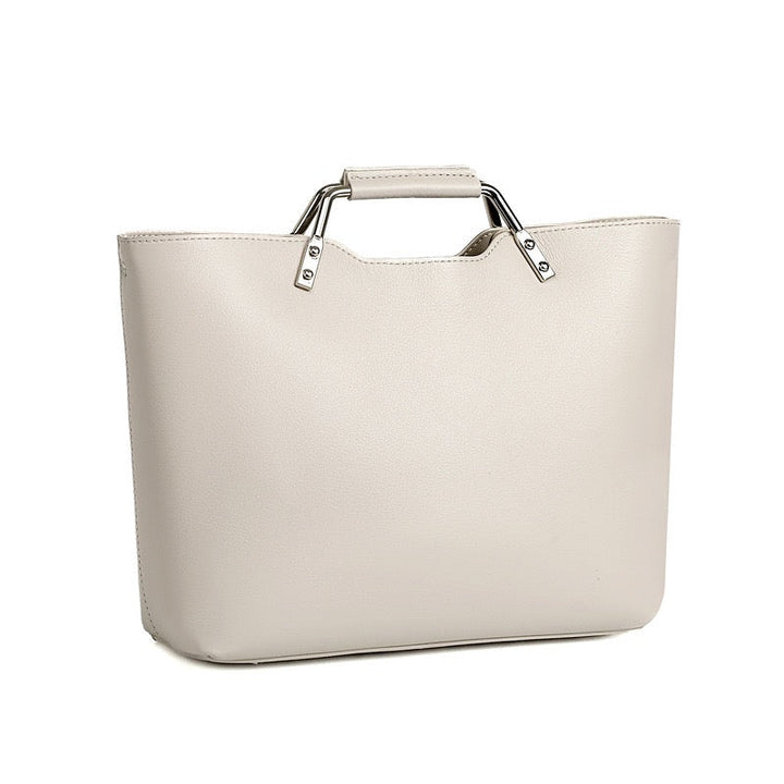 Genuine Leather Arch-Handle Minimalist Commuter Crossbody Bag
