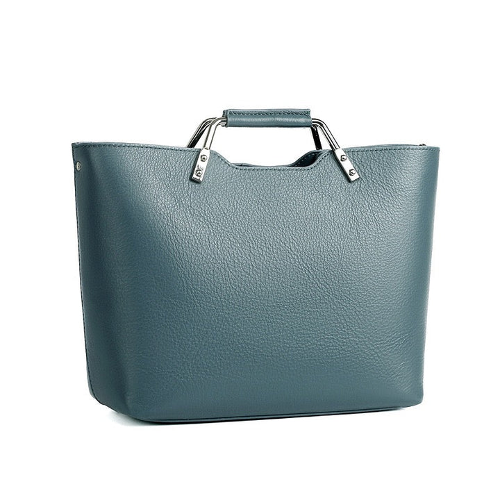 Genuine Leather Arch-Handle Minimalist Commuter Crossbody Bag