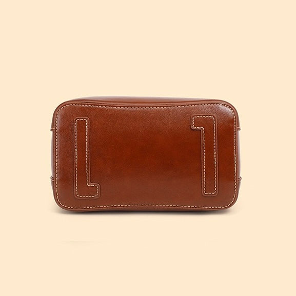 Large Capacity Women's Genuine Leather Bucket Crossbody Handbag