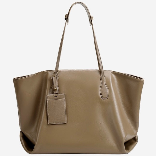 Large Vintage Leather Tote with Signature Luggage Tag