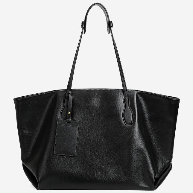 Large Vintage Leather Tote with Signature Luggage Tag