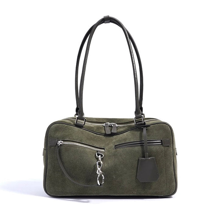 Women’s Matte Leather Pillow Shoulder Bag – Vintage Tote for Daily Commute