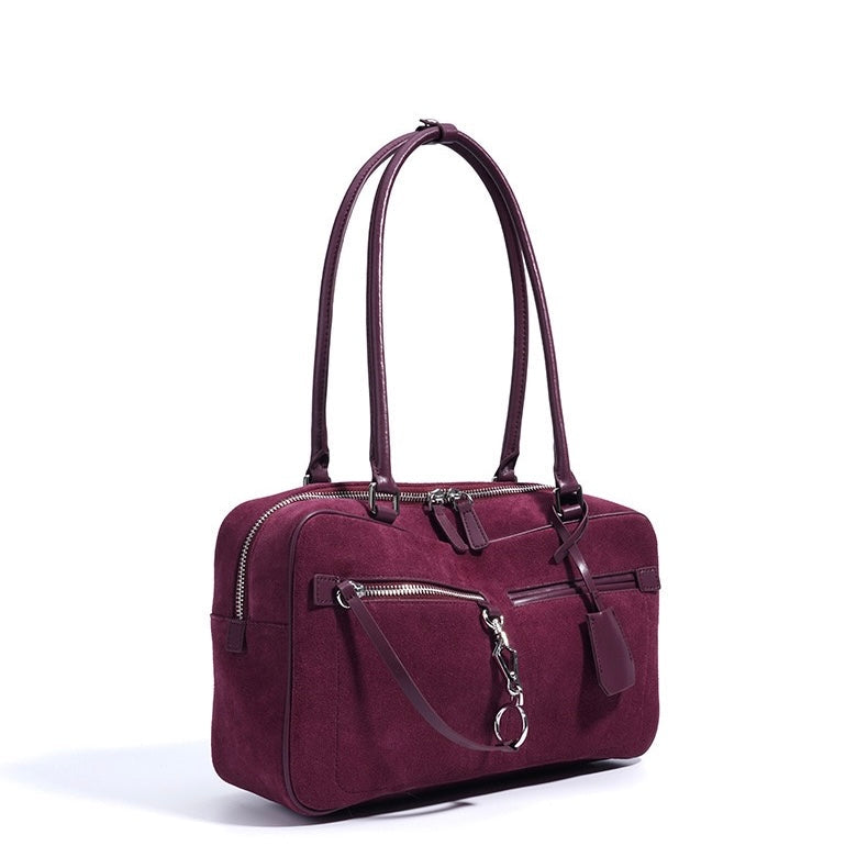 Women’s Matte Leather Pillow Shoulder Bag – Vintage Tote for Daily Commute