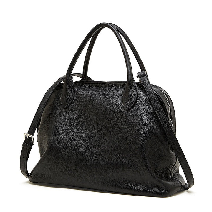 Grained Leather Dome Satchel with Dual Carry Options
