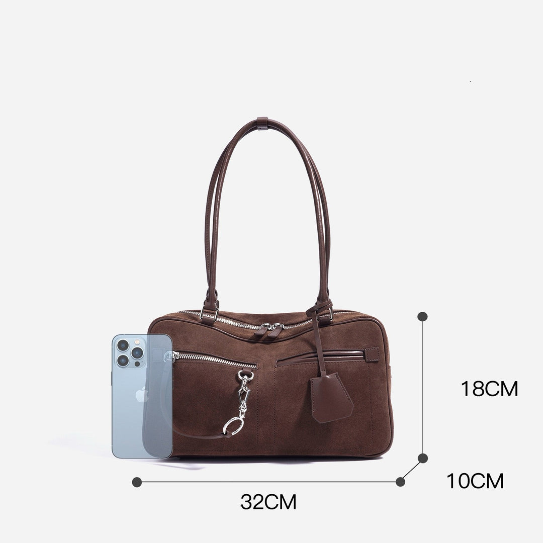 Women’s Matte Leather Pillow Shoulder Bag – Vintage Tote for Daily Commute