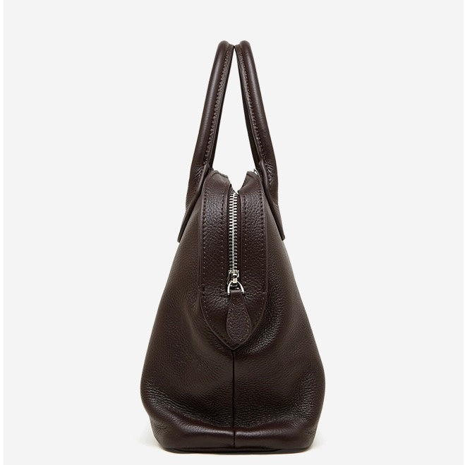 Grained Leather Dome Satchel with Dual Carry Options