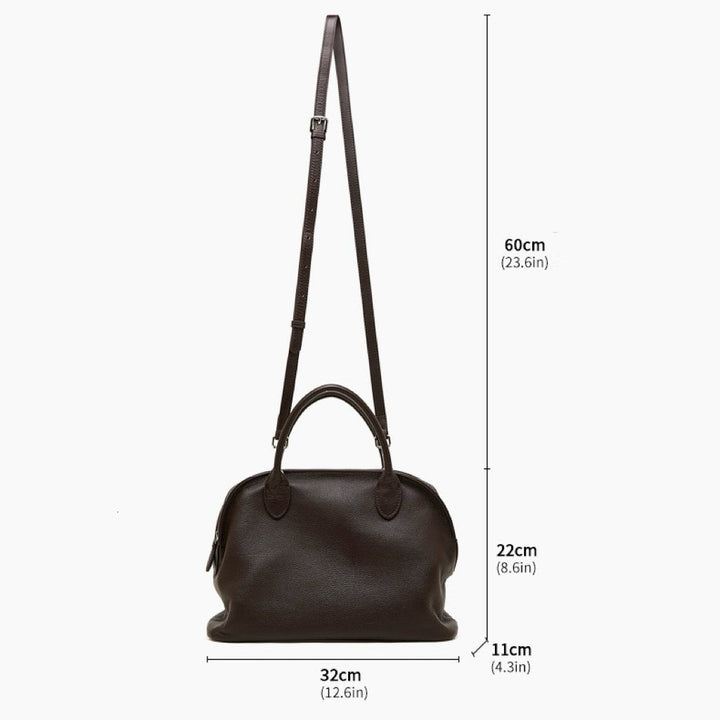 Grained Leather Dome Satchel with Dual Carry Options
