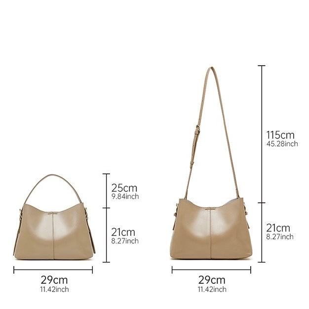 Women’s Genuine Leather Large Tote Shoulder Bag – Vegetable-Tanned Commuter Crossbody