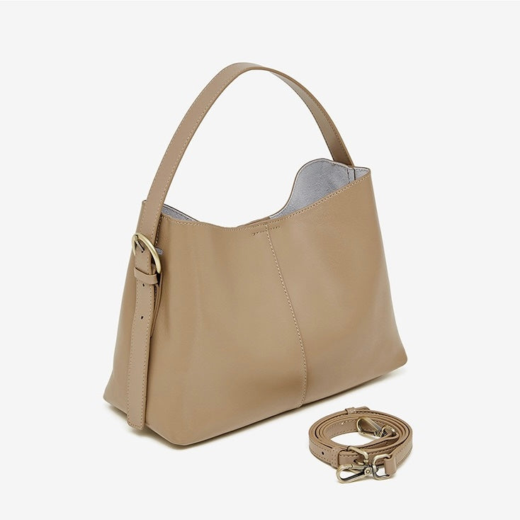 Women’s Genuine Leather Large Tote Shoulder Bag – Vegetable-Tanned Commuter Crossbody
