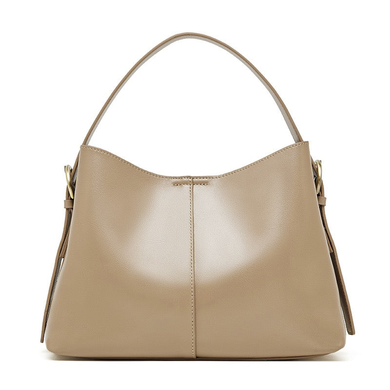 Women’s Genuine Leather Large Tote Shoulder Bag – Vegetable-Tanned Commuter Crossbody