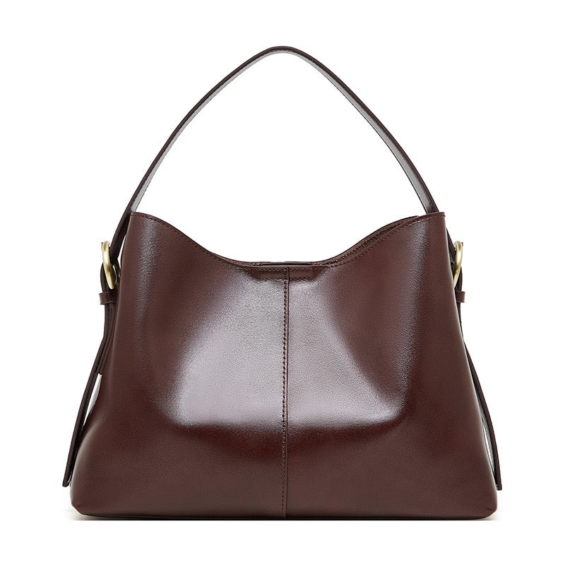 Women’s Genuine Leather Large Tote Shoulder Bag – Vegetable-Tanned Commuter Crossbody