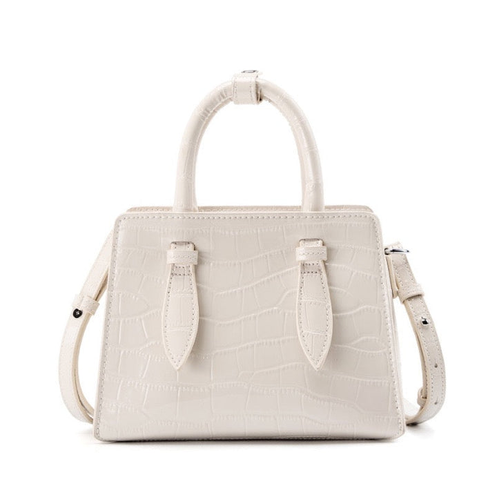 Women’s Genuine Leather Top Handle Bag – French Alligator-Texture Square Crossbody