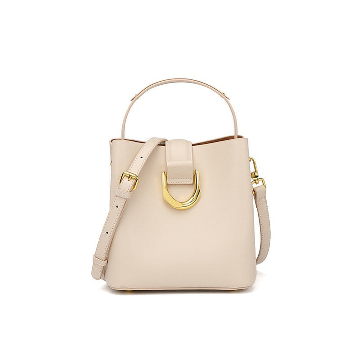 Women’s Genuine Leather Bucket Shoulder Bag – Large Capacity Crossbody for Daily Commute