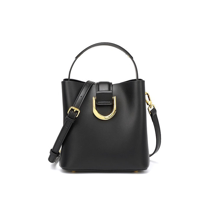 Women’s Genuine Leather Bucket Shoulder Bag – Large Capacity Crossbody for Daily Commute