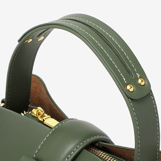 Women’s Genuine Leather Bucket Shoulder Bag – Large Capacity Crossbody for Daily Commute