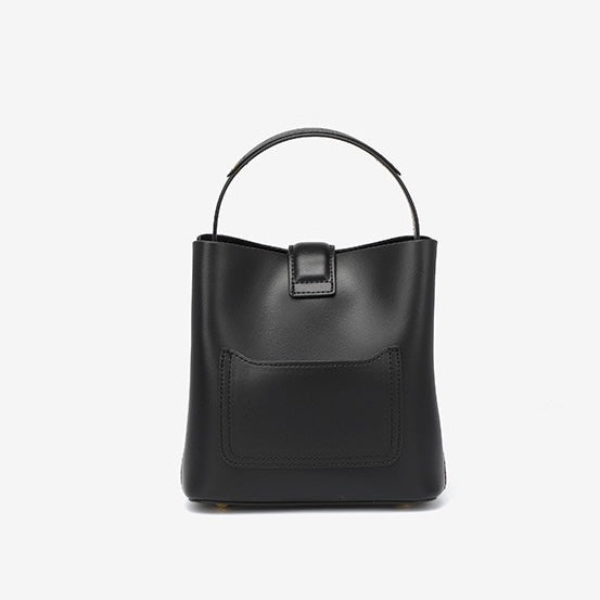 Women’s Genuine Leather Bucket Shoulder Bag – Large Capacity Crossbody for Daily Commute
