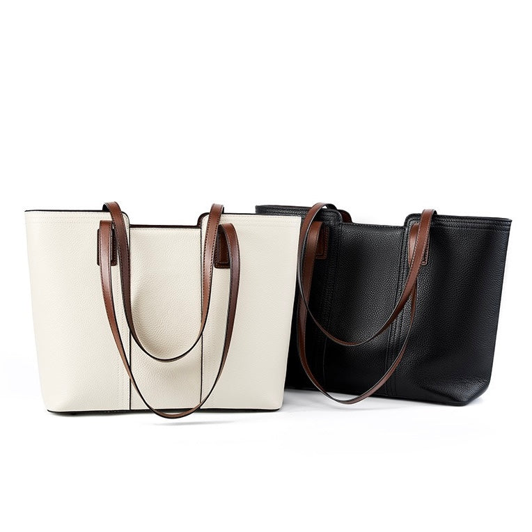 Women’s Genuine Leather Large Capacity Tote Shoulder Bag – Commuter Everyday Purse