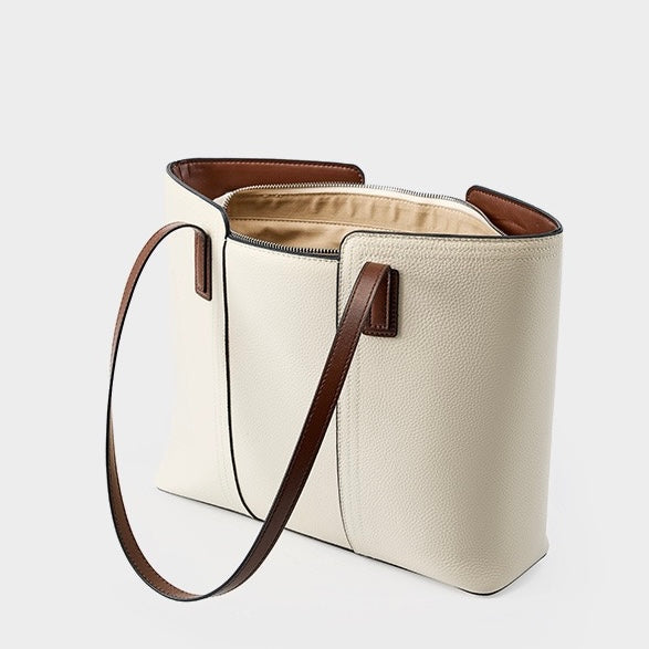 Women’s Genuine Leather Large Capacity Tote Shoulder Bag – Commuter Everyday Purse