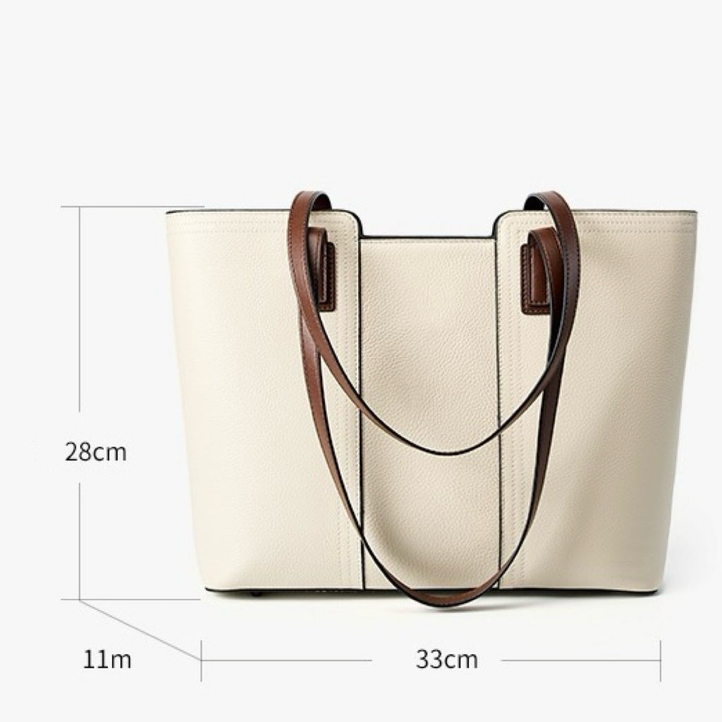 Women’s Genuine Leather Large Capacity Tote Shoulder Bag – Commuter Everyday Purse