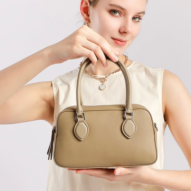 Women's Genuine Leather Premium Sense Handheld Boston Bag