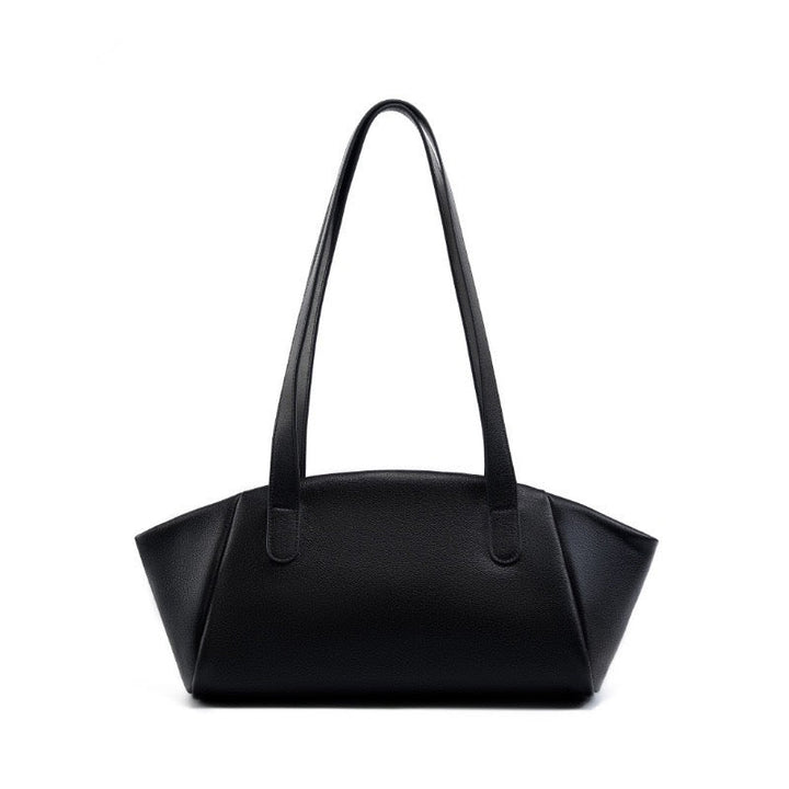 Women’s Genuine Leather Winged Pleated Tote – Minimalist Large Capacity Commuter Bag