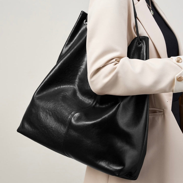 Large Capacity Minimalist Premium Genuine Leather Tote Bag
