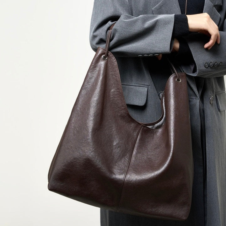 Large Capacity Minimalist Premium Genuine Leather Tote Bag